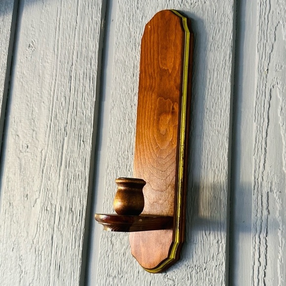 Vintage Wooden Candle Holder Wood Single Taper Mid Century 70s 80s Wall Decor - Picture 4 of 12